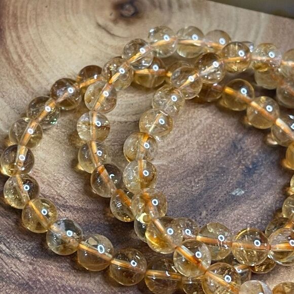 Citrine beaded stretch bracelet ONE NEW reiki meditation crystal healing 7mm - Picture 7 of 9